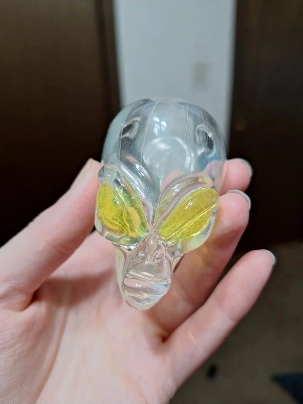 Handmade Blown Glass Alien Head Pendant – Custom Art Glass